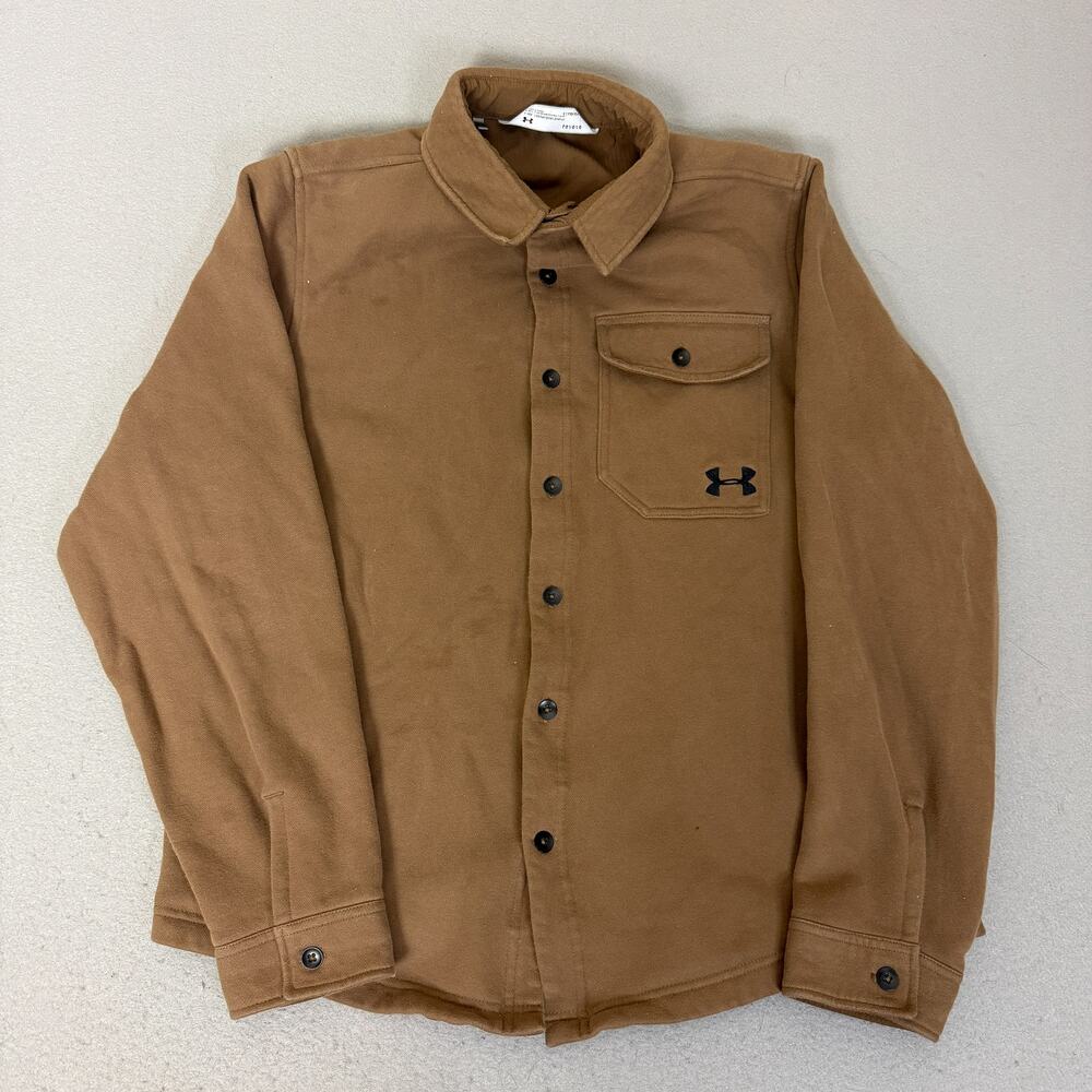Under Armour ColdGear Brown Fleece Button Shirt Jacket Men’s LG Loose